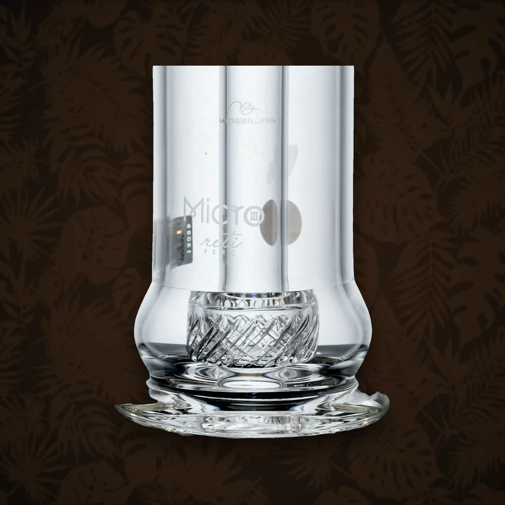 Micro Glasbong 14,5er - Oval + Ziehrohr seitlich - H:14cm WS:3mm - Klar/Farblos — Ansicht 3
