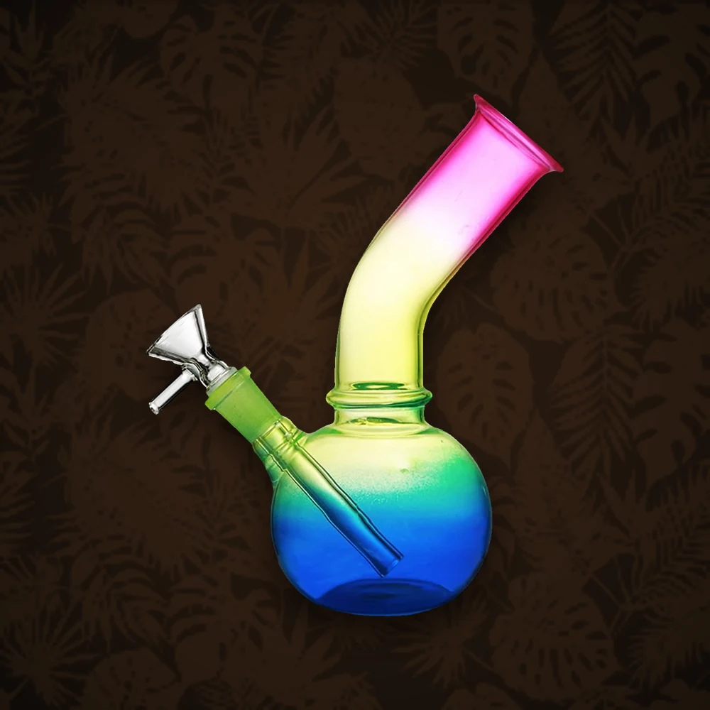 Purpfeife Glas Kopf Rund mit Metallkopf - Set mit Grinder ink. Siebe - Rainbow — Ansicht 3