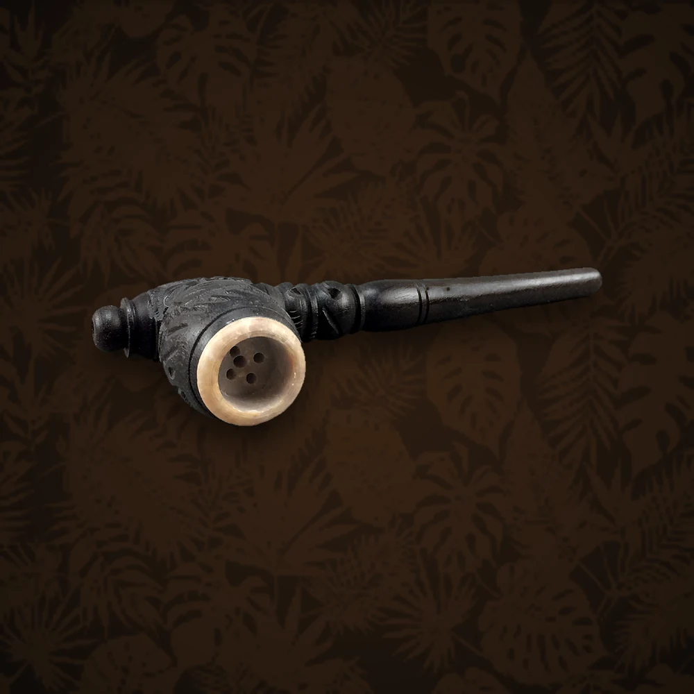 Bong Zubehör Purpfeife Holz Kopf Rund schraubbar - L:22cm - Holz Dunkel/Schwarz