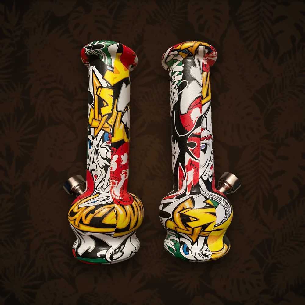 Bongs Acrylbong - Bubble - Mini Graffiti - H:20cm D:30mm - Dunkel