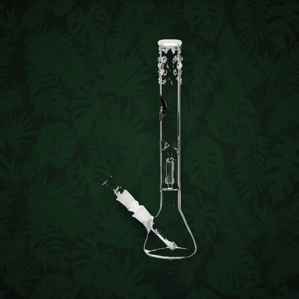 Bongs Glasbong 14,5er - Bubble Long Neck - H:17cm D:15mm - Klar mit Koffer