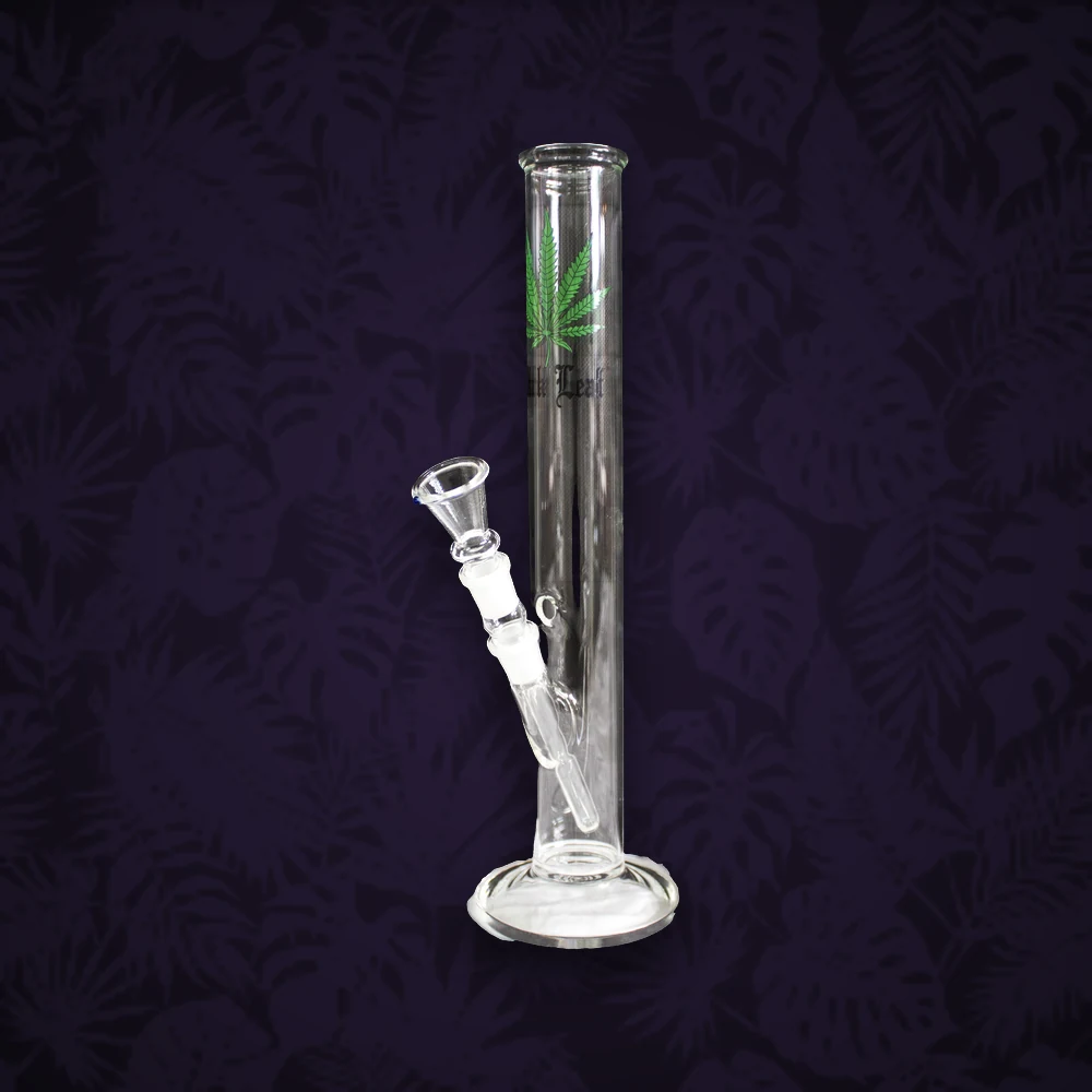 Glasbong Mini mit Alukupplung - H:12cm - mit Hanfblatt Aufdruck — Ansicht 3