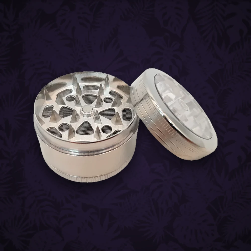 Pollinatorgrinder aus Metall 4tlg.- D:50mm - Silber — Ansicht 2
