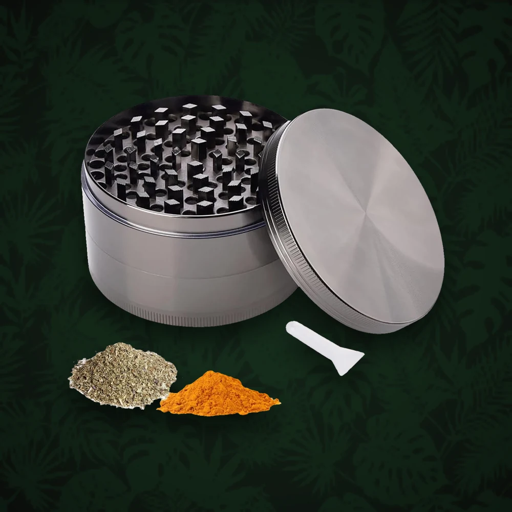 Acrylgrinder 2tlg. - mit Vorratsfach & Magnet - D:60mm - Schwarz/Grau — Ansicht 2