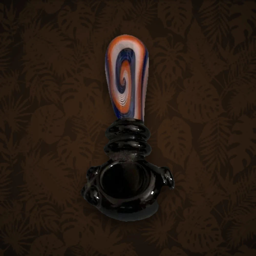 Black Leaf - Purpfeife aus Glas - gerade - Hanfblatt Aufdruck - L:10cm — Ansicht 2