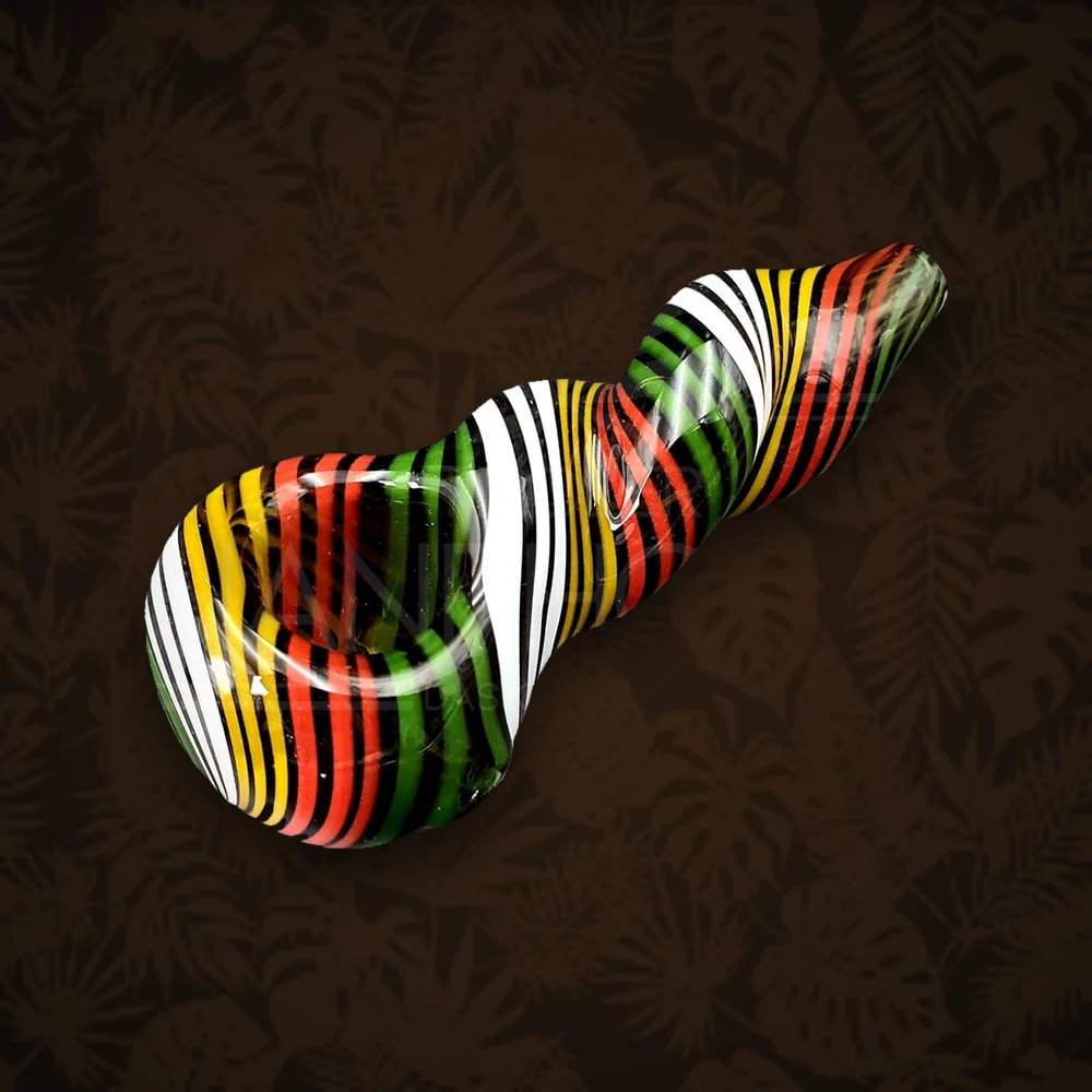 G-Spot Glaspfeife 10 cm Rasta / Weiß Nr.1 — Ansicht 2
