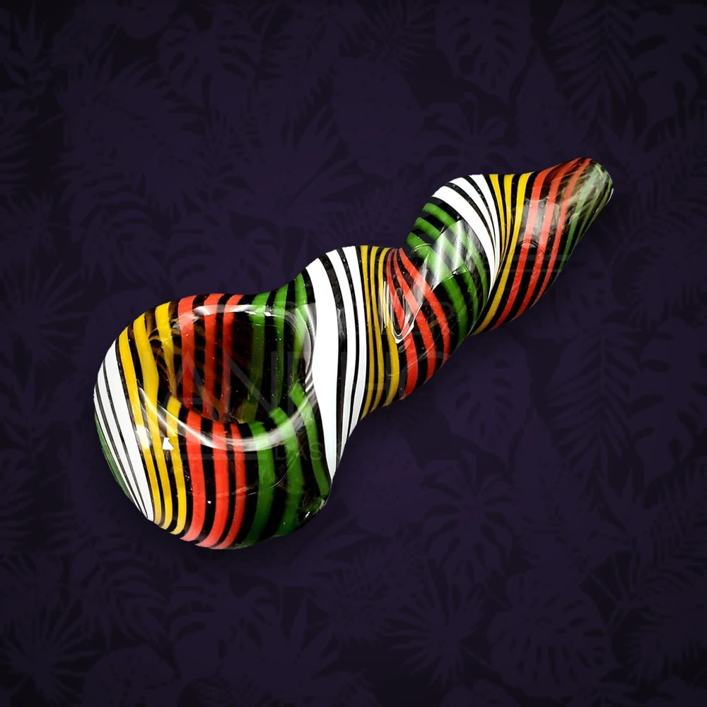 G-Spot Glaspfeife 10 cm Rasta / Weiß Nr.1 — Ansicht 3