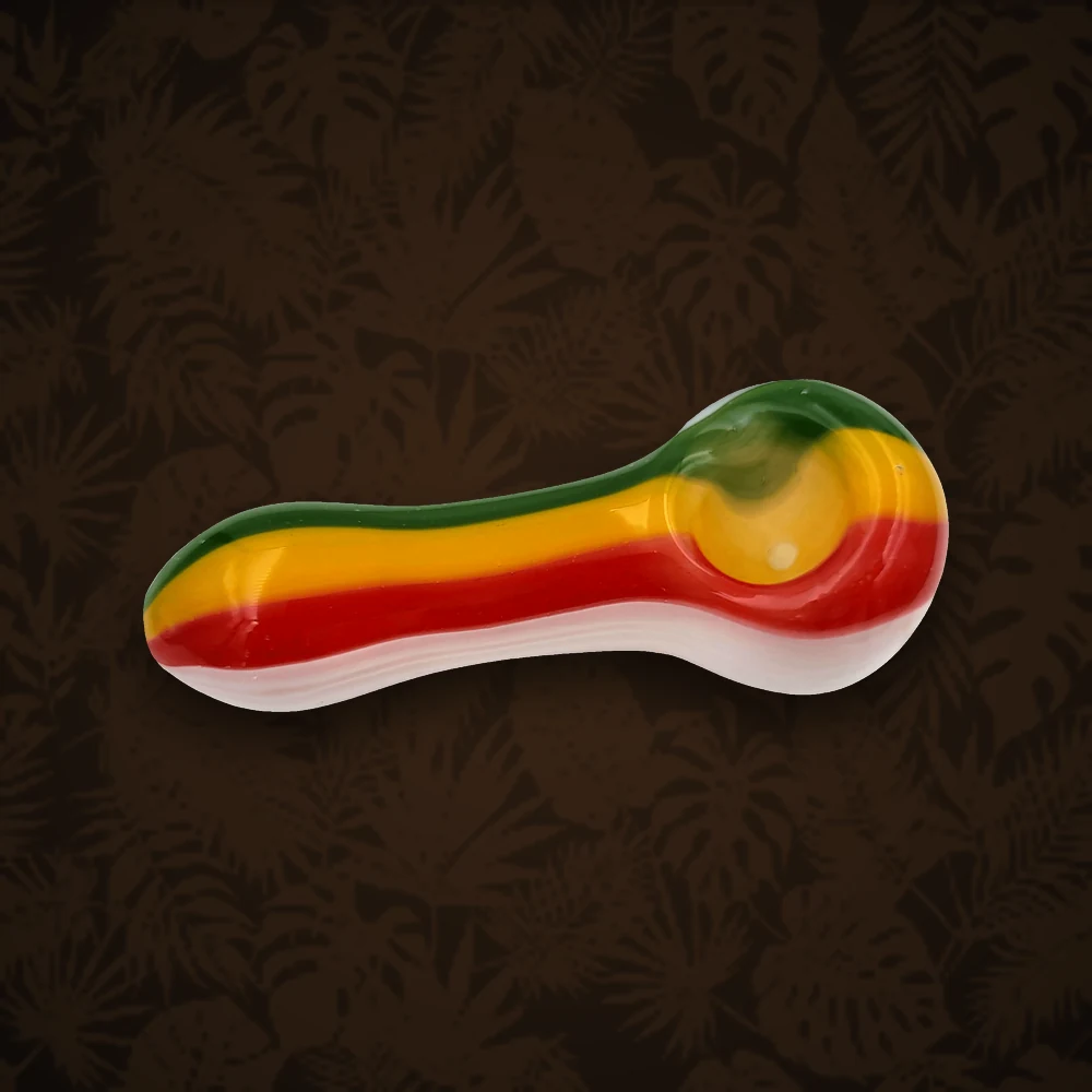 Pfeifen & Kawumms G-Spot Glaspfeife 10 cm Rasta / Weiß Nr.1